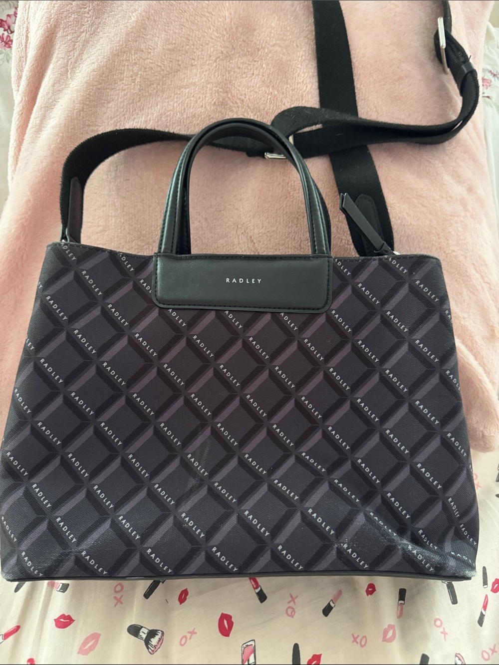 Radlet London black logo Black Tote with Detachable Strap